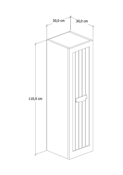 %100 Mdf 30 Cm Aren Boy Dolabı Beyaz