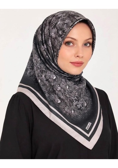 Miray Nevada Büyük Boy Organik Pamuk Eşarp - 120 X 120 - 6731 Siyah