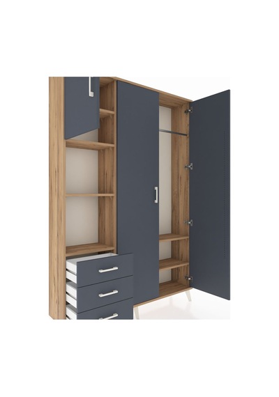 Arges Dolap 6 Raflı 3 Çekmeceli Tek Askılı 132x30x195 Çam-antrasit/antrasit Antrasıt/antrasıt Arges Dolap 6 Raflı 3 Çekmeceli Tek Askılı 132x30x195 Çam-antrasit/antrasit Antrasıt/antrasıt