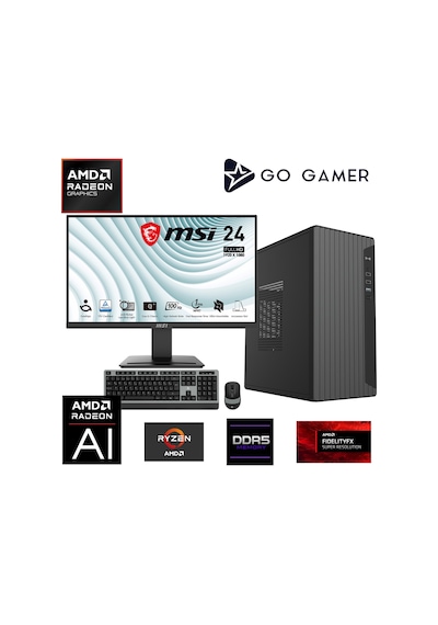 Go Gamer AE24D R5-7600 16 GB 256 GB SSD 24" Free Dos Oem Paket Masaüstü Oyuncu Bilgisayarı