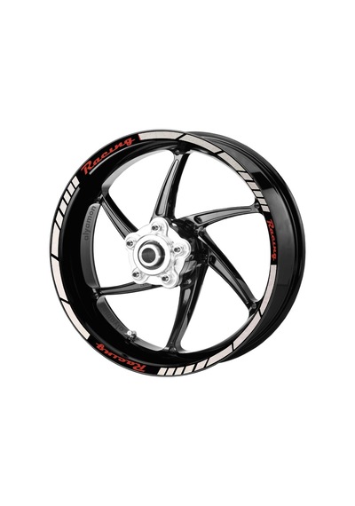 Deeb Motosiklet Jant Şeridi Racing Beyaz Kırmızı Model X N11.30023