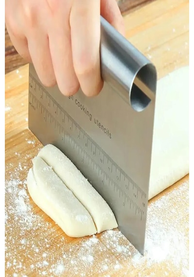 Paslanmaz Çelik Hamur Kesme Aparatı Çelik Kesici Kazıyıcı Pasta Ve Kek Şekillendiren Lüx Spatula Metal