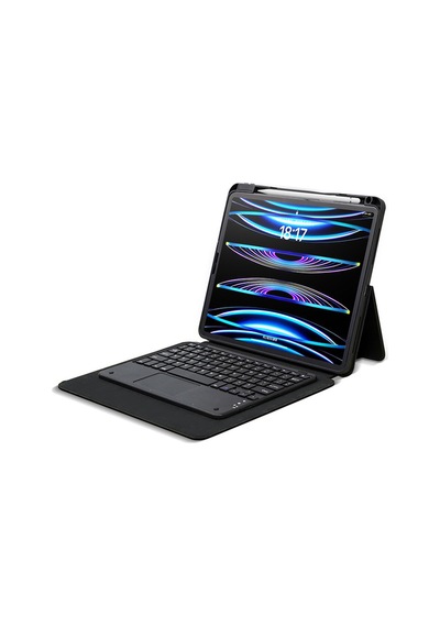 iPad Uyumlu  Pro 13 2024 Gzgn Border Keyboard Bluetooh Bağlantılı Standlı Klavyeli Tablet Kılıfı - Siyah Arka Kapak