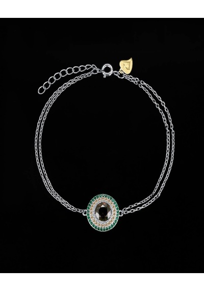 Brezza Lusso Jewelry Sultanit Zümrüt Taşlı Işıltılı Endam Kadın Gümüş Bileklik