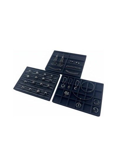 Bern Model Süet Kumaş Siyah Renk 34/24cm 3 Lü Takımtakı Sergileme Standı
