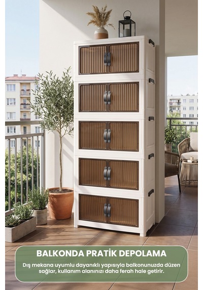 5 Katlı Portatif Organizer Dolap 200 Lt Beyaz
