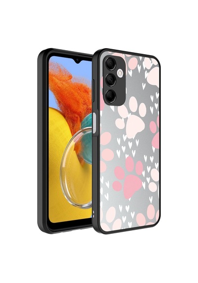 Samsung Galaxy Uyumlu M14 Kılıf Aynalı Desenli Kamera Korumalı Parlak Zore Mirror Kapak - Yazı