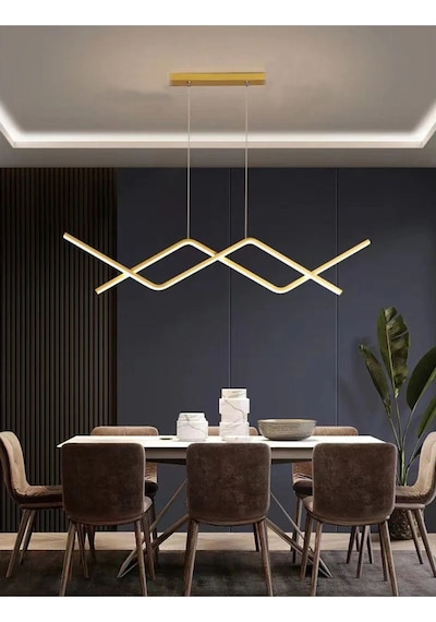 Victoria Modern Tasarım Yatak Odası - Salon - Mutfak Yemek Masası Eskitme Renk Beyaz Led 2 Li Avize Eskitme
