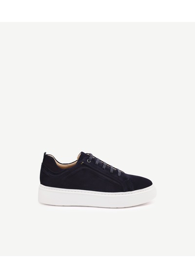 Yargıcı Silikon Kabartmanlı Deri Bağlı Sneakers Lacivert