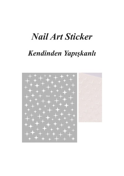 Nail Art Sticker Kendinden Yapışkanlı, Tırnak Süsleme, Tırnak Dövmesi Stikır 964b Beyaz-964b Nail Art Sticker Kendinden Yapışkanlı, Tırnak Süsleme, Tırnak Dövmesi Stikır 964b Beyaz-964b