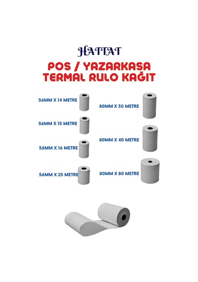 Hattat Termal Pos Rulo 50 Adet Rulo 56 MM x 16 M