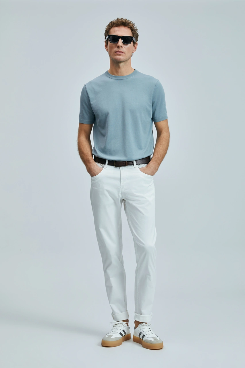 Lufian Helt Spor 5 Cep Erkek Pantolon Slim Fit Beyaz Beyaz 111190347100500 Beyaz