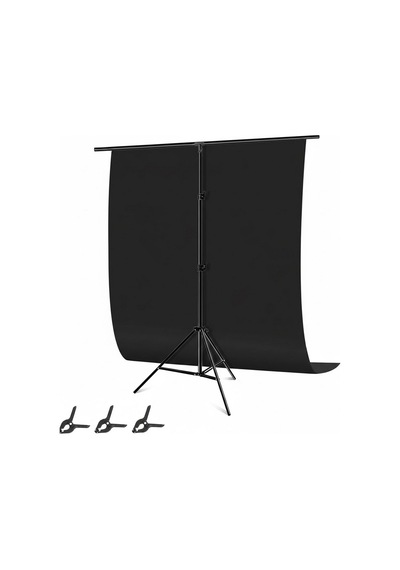 150 200cm T Stand Bar Fon Tutucu + Siyah Fon Perde Black Background Backdrop Çekim T-shape