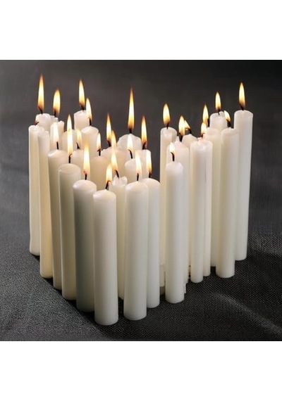 40 Adet 10 Cm Beyaz Mum, Bakkal Mumu, Uzun Yanma Süresi, Düğünler Ve Özel Günler İçin Ideal, Eşit Ve Temiz Yanış 50 x 22