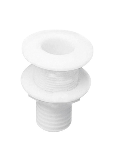 Thru-Hull w/Fl.Flange 1 1/2", w/Hose Barb Ø32mm,White