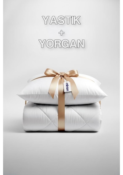 Niron Tek Kişilik Yorgan + 1 Adet Yastık Seti 155x215 Cm 4 Mevsim Mikrofiber Konfor Beyaz