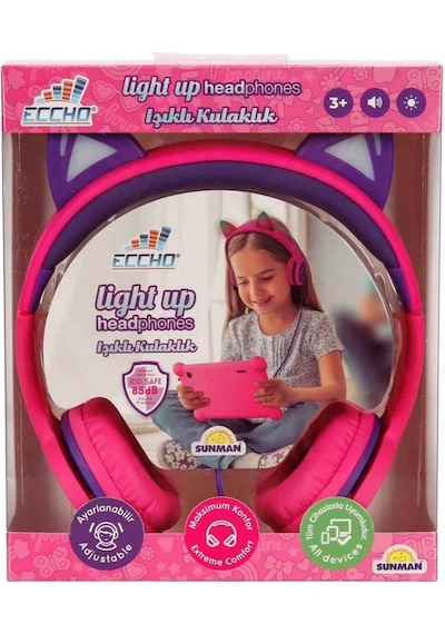 Mey İthalat Işıklı Kedi Kulaklı Kablolu Kulak Üstü Kulaklık