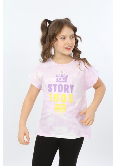 Toontoy Kids Toontoy Kız Çocuk Story Soul Baskılı Tişört Açık Lila