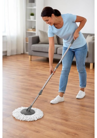 2 Adet Döner Başlıklı Mop Yedeği Mikrofiber Döner Paspas Yedek