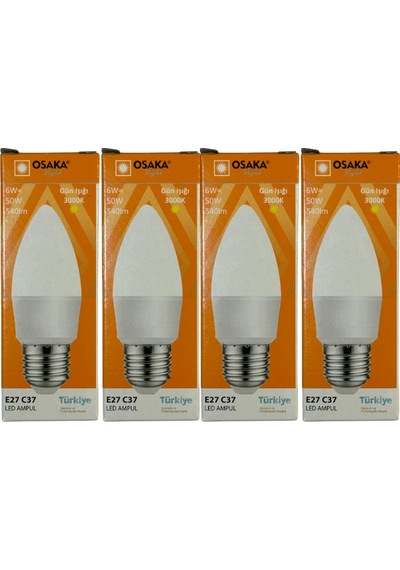 Osaka 6w 50w 3000k Sarı Işık E27 Duylu Led Ampul 4 Adet