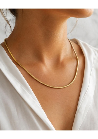 Cm Jewelry Gold Çelik Yılan Zincir Kolye Altın