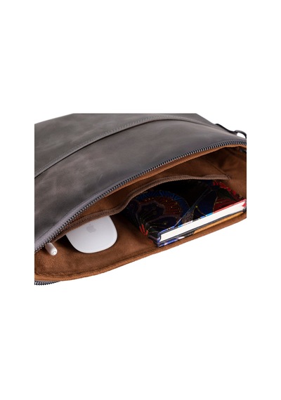 Bloomsleeve Leeds 16" Ash Gray Hakiki Deri Laptop & Tablet Kılıfı Gri