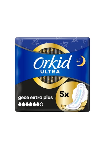 Orkid Hijyenik Ped Ultra Kanatlı Gece Extra 5'li - 3 Kat Koruma Tarı