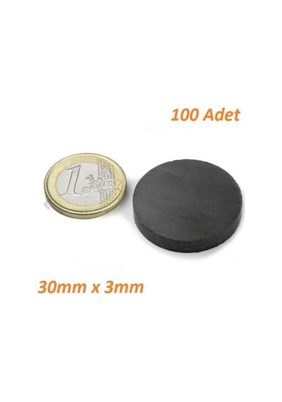100 Adet 28X3 Büyük Yuvarlak Ferrit Mıknatıs - Süsleme Mıknatı... 304213897