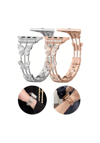 Apple Uyumlu  Watch  Seri 2/3/4/5/6/7/8/9/se 38 40 41mm Metal Ayarlanabilir Kelebekli Kordon