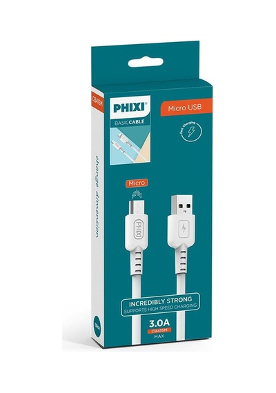 Phixi CB415M Basic 1 M Micro USB Şarj ve Data Kablosu Beyaz