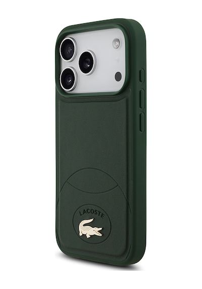 Apple Uyumlu iPhone 17 Pro Kılıf Lacoste Lisanslı M-safe Şarj Özellikli Pu Deri Metal Logolu Kapak Yeşil Yeşil