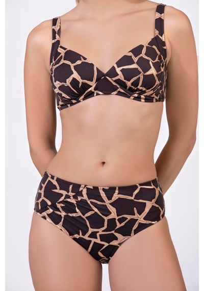 Endeep Kadın Toparlayıcı Desenli Kahverengi Bikini Takımı