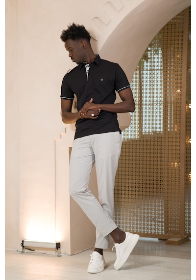 Paul Martin Regular Fit Yaka Garnili Pamuklu Polo Yaka T-shirt Siyah Paul Martin Regular Fit Yaka Garnili Pamuklu Polo Yaka T-shirt Siyah