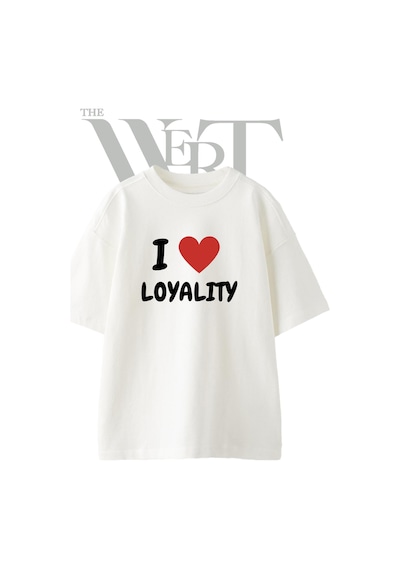 Thewert I Love Loyalty Tasarım Baskılı Ünisex Beyaz Oversize T-shirt