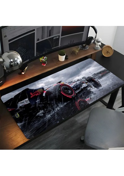 F1 Yagmur Temalı 90x40 Kaymaz Taban Mousepad 90x40cm