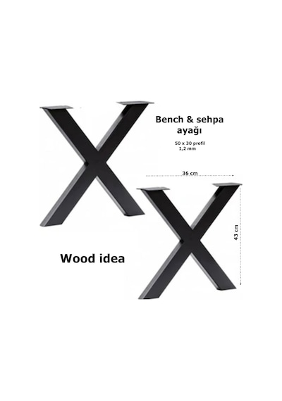 wood idea Metal Sehpa Ayakları Retro Model Ayak Ev Ofis Dekoratif