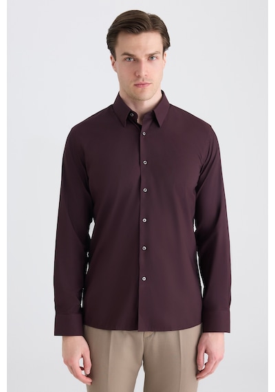 Twn Slim Fit Mürdüm Düz Gömlek 5ef02ad10288m Mrd