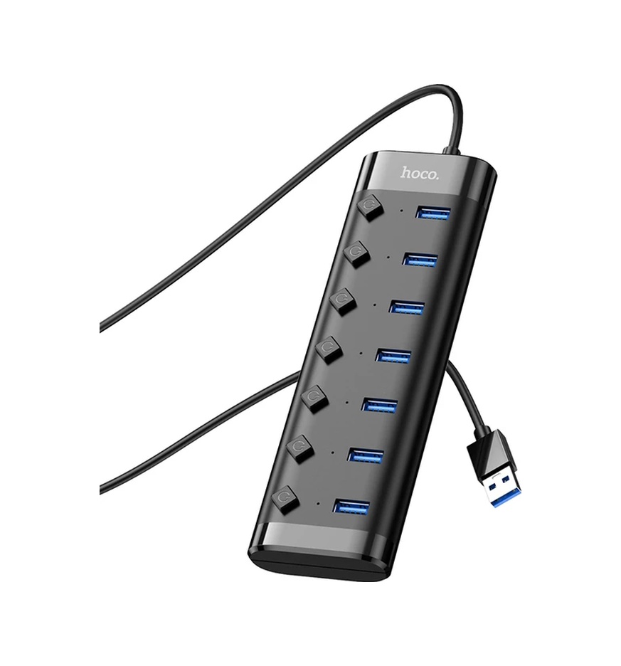 Hoco Hb40 7xusb 2.0 Anahtarlı Usb Hızlı Şarj Ve Veri Okuyucu- 5775 Siyah