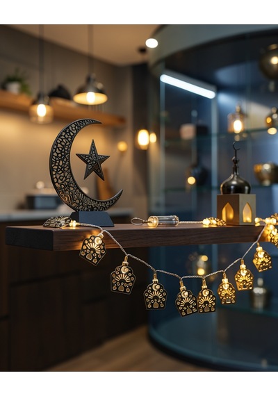 Led Işık Zinciri Cami Temalı Pilli Uczzzcamiramazanledışık-5 Çok Renkli