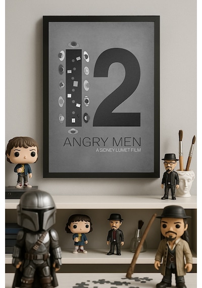 12 Angry Men Siyah Ahşap Çerçeveli Poster, Dekoratif Film Duvar Tablosu