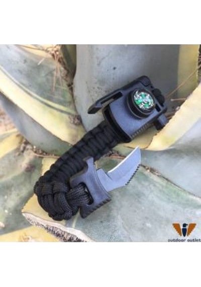 Kamp Bıçaklı Paracord Paraşüt İpi Survival Bileklik 5 Özellik 1 Arada 18 CM Çok Renkli