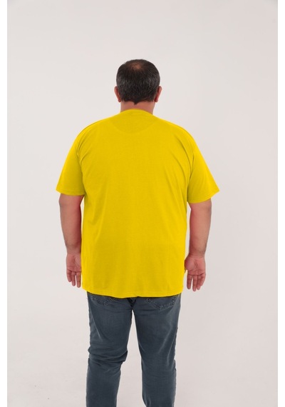 Big Nona Erkek Büyük Beden Unisex T-shirt V Yaka Sarı