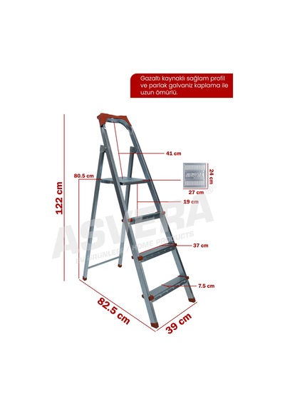 Asvera 3+1 Basamaklı Profil Merdiven