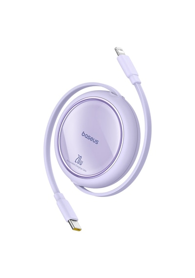 Baseus Free2pull Usb-c Lightning 20w Makaralı Hızlı Şarj Ve Data Kablosu, Mor 100 Cm