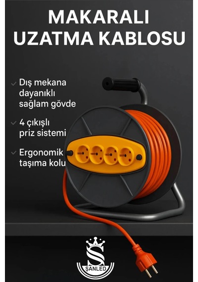 Makaralı 3x2,5 Mm 4 Prizli Seyyar Kablo 20 Metre Diğer
