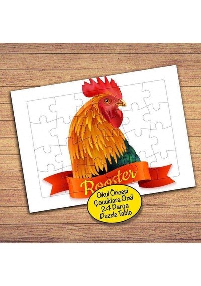 Rooster -Sevimli Horoz 24 Parça Çocuklara Özel Yapboz Tablo-14464
