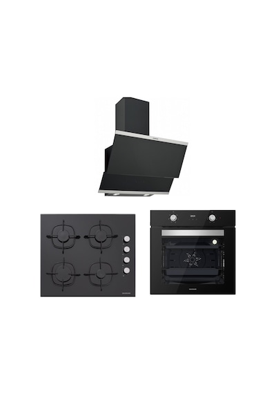 Silverline BO6502B02 - CS5335B01 - 3420 Classy 60 Siyah Cam Ankastre Set