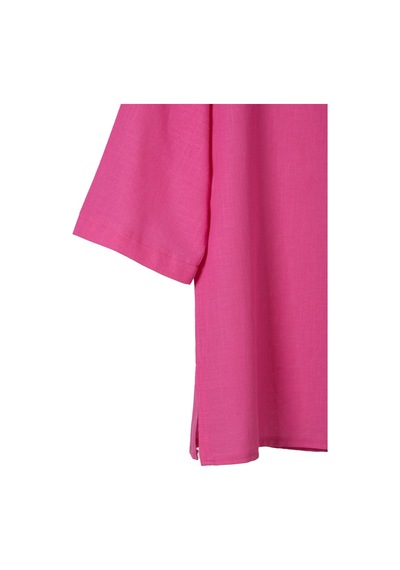 Erkek Pembe Fakir Kol Keten T-shirt Pembe