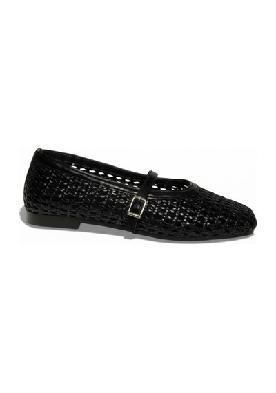 Fox Shoes Y726431709 Siyah Örgü Görünümlü Kadın Babet Siyah
