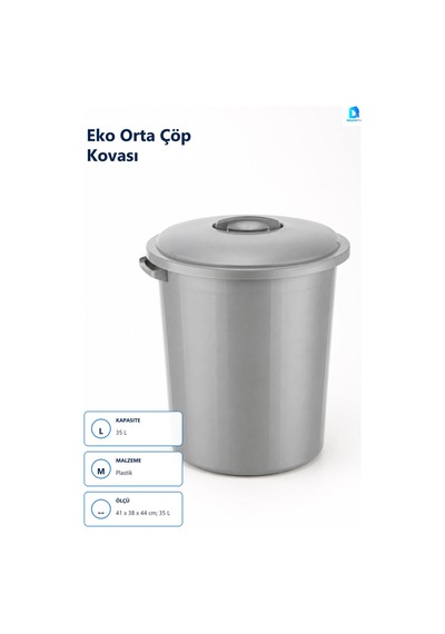 Eko Orta Çöp Kovası 35 L Plastik Banyo Çöp Kovası Çok Renkli